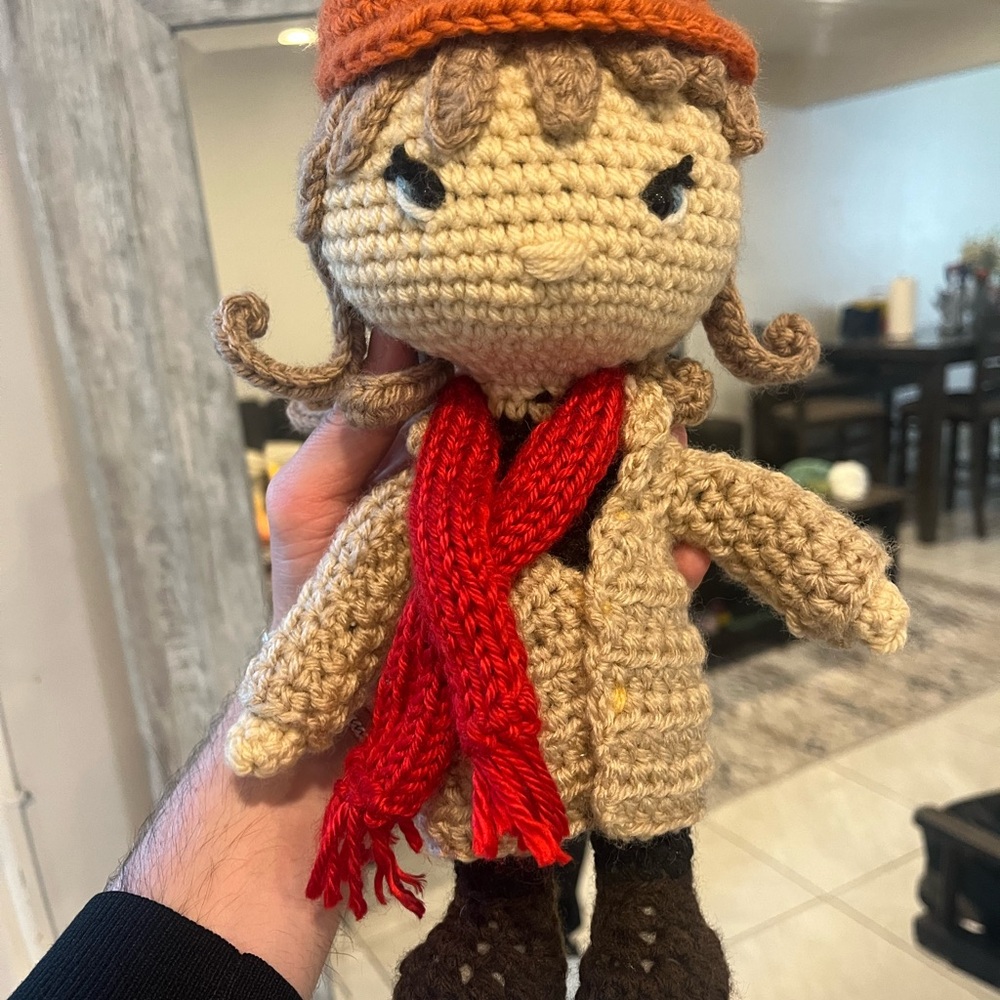 Taylor Swift Handmade Crochet Doll with Red Scarf